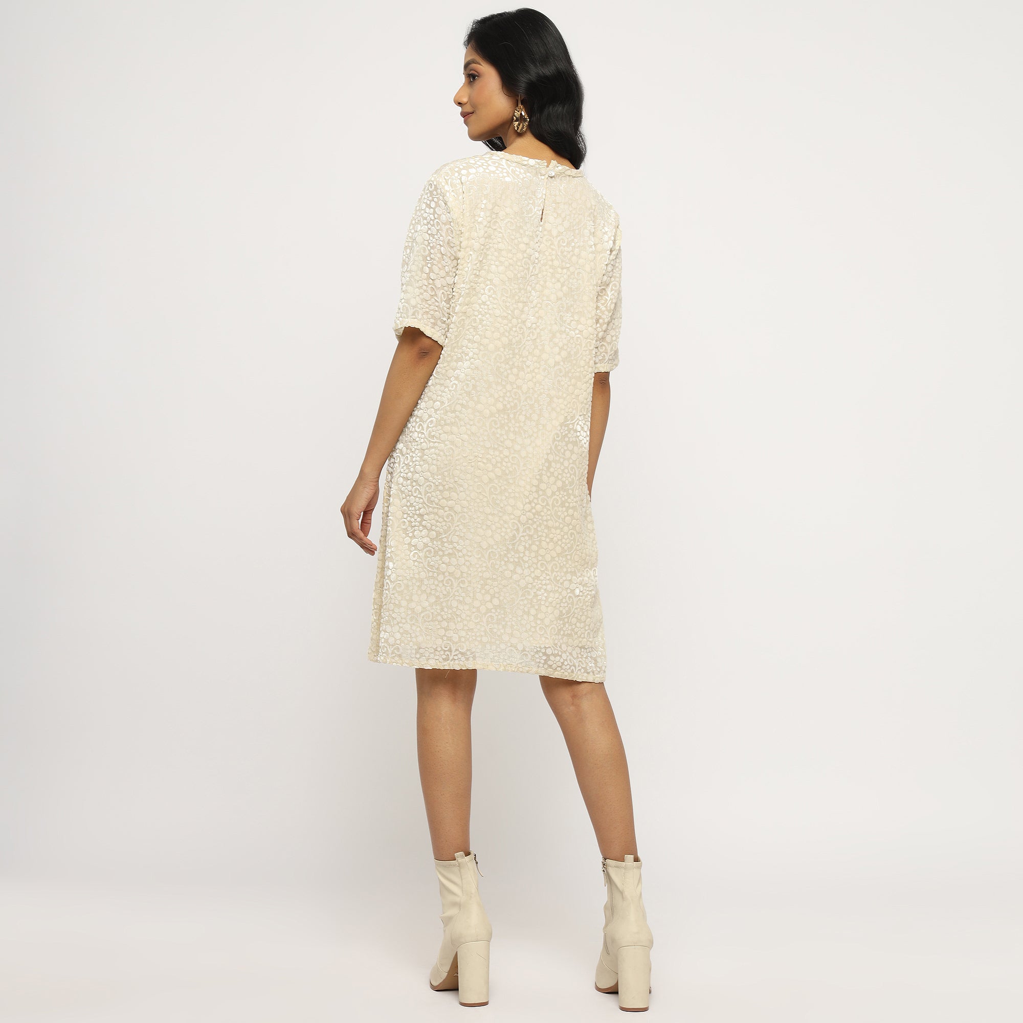Ivory Summer Velvet Shift Dress
